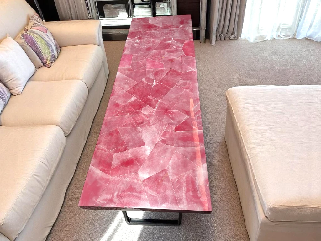 Alaska Pink Onyx Dining Table Centerpiece